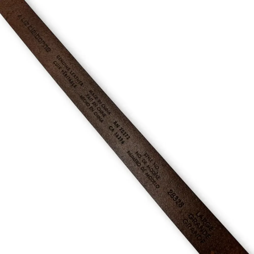 Liz Claiborne Women's Brown Leather Belt with Solid Brass Buckle - Size Large